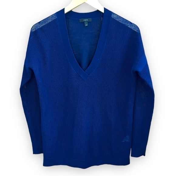 J. Crew Navy Semi-Sheer V-Neck Sweater, Size XX-Small - Picture 2 of 5